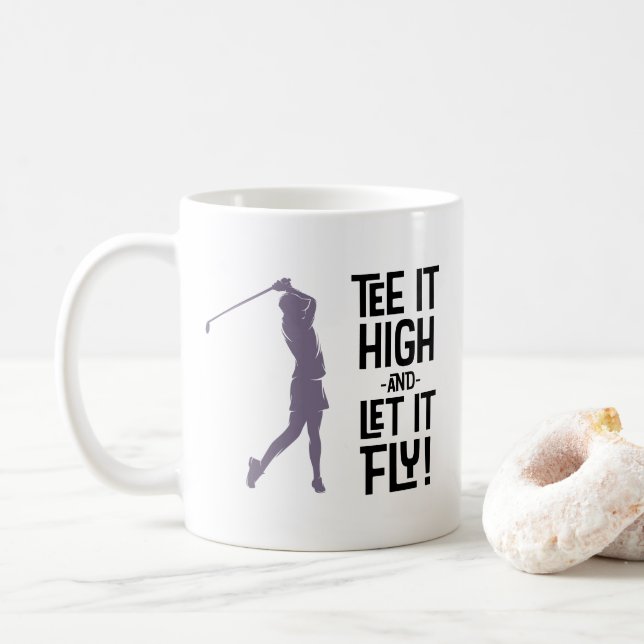 Taza De Café Cute Golf Tee Humor Divertido Deportes Púrpura Neg (Con donut)