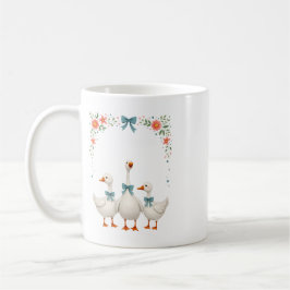 Taza De Café Cute Goose Family Floral Mug