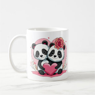 Taza De Café Cute gracioso Panda Pareja de San Valentín