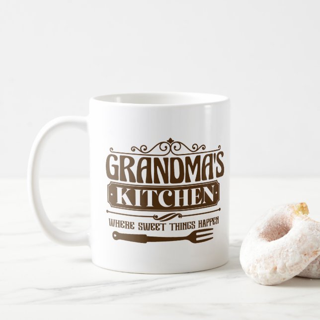Taza De Café Cute Grandma's kitchen word art  (Con donut)