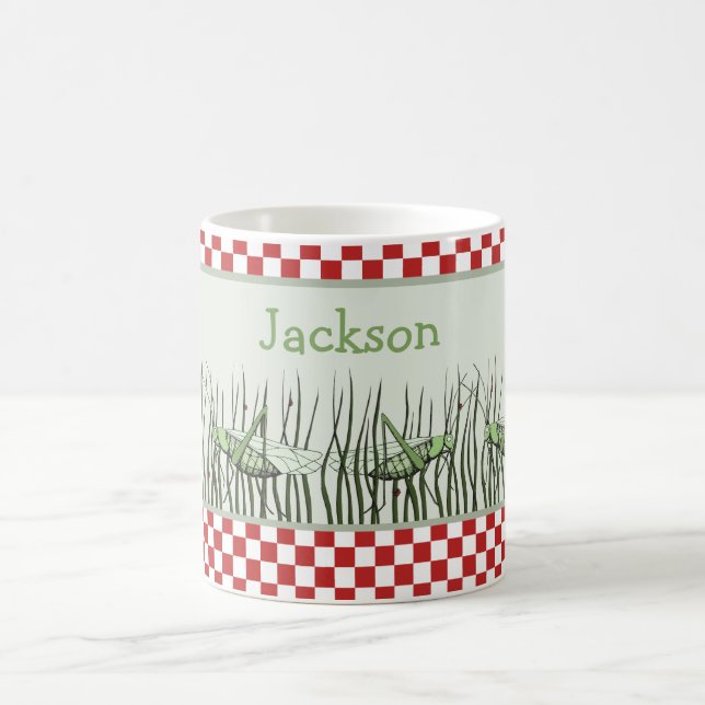 Taza De Café Cute Green Grasshoppers Picnic Kids (Centro)