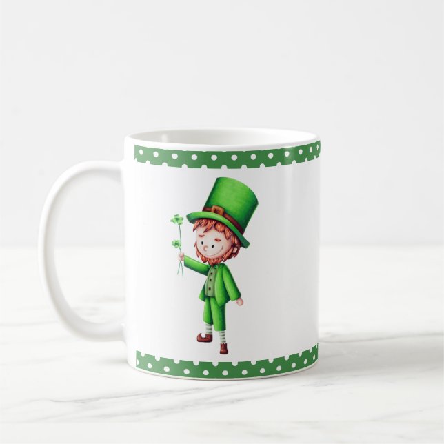 Taza De Café Cute Green Leprechaun (Izquierda)
