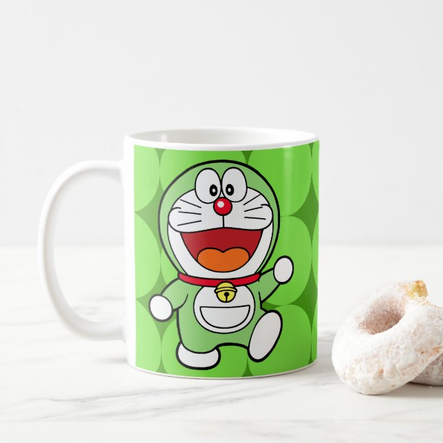 Taza De Café Cute Green Mini Doraemon Anime (Con donut)