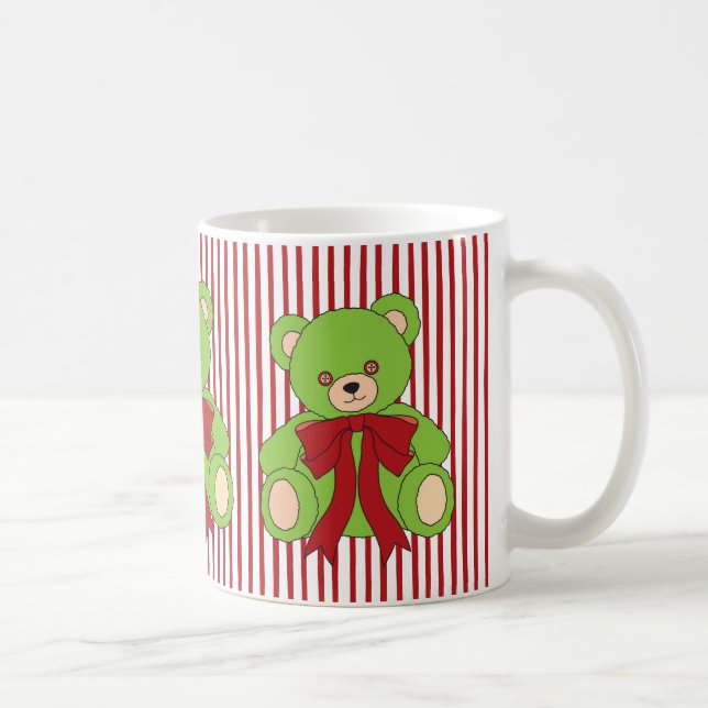 Taza De Café Cute Green Teddy Bear Christmas  (Derecha)
