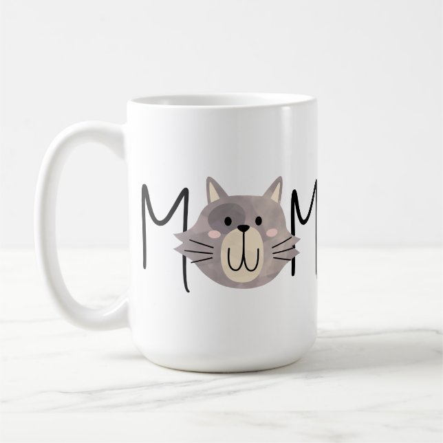 Taza De Café Cute Grey Cat's Mother Personalized Mothers Day  (Izquierda)