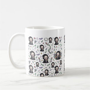 Taza De Café Cute Grim Reaper Flores Arte de Halloween