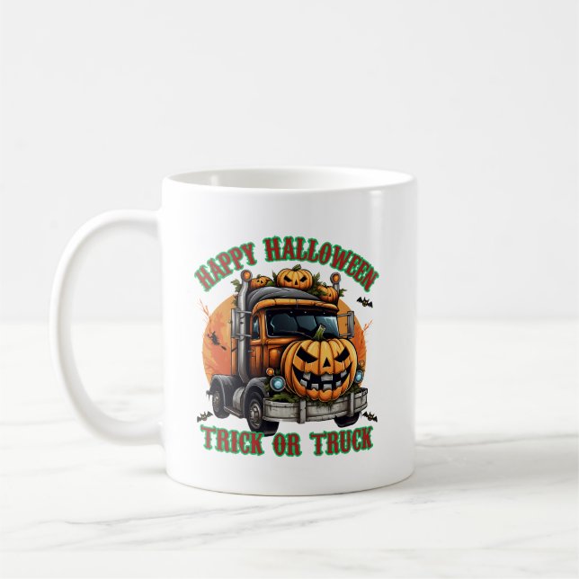 Taza De Café Cute Halloween Calabaza Camión Niños Festejando Fe (Izquierda)