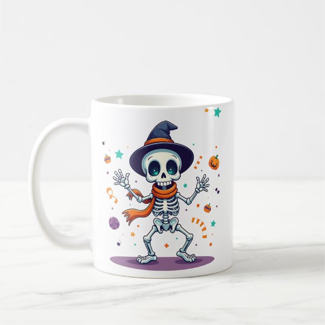 Taza De Café Cute halloween dancing skeleton mug (Izquierda)