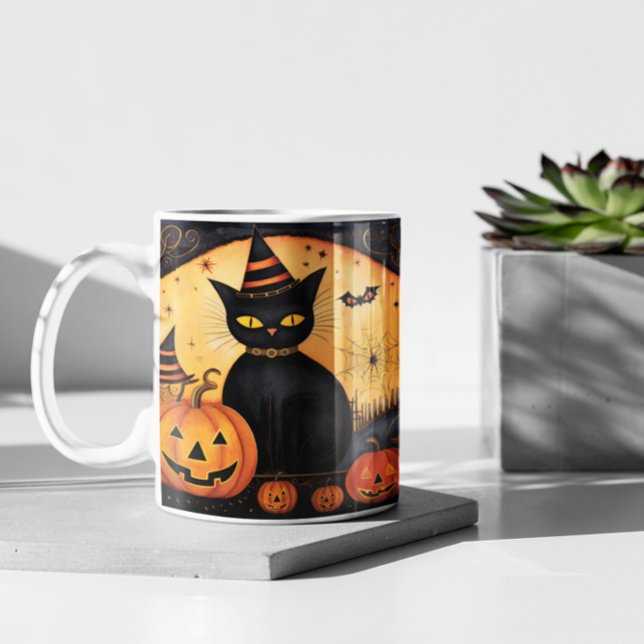 Taza De Café Cute Halloween Gatos Negros 23 Mug (Cute Halloween Black Cats version 23 Mug
)