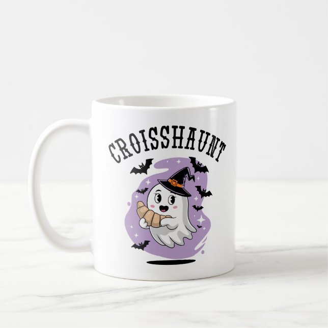 Taza De Café Cute Halloween Ghost Croissant Haunting (Izquierda)