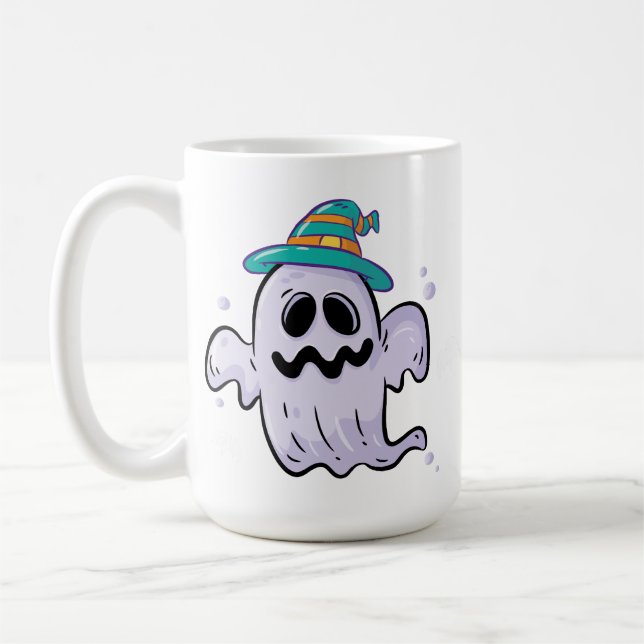 Taza De Café "Cute Halloween Ghost Mug - Graciosa temporada de  (Izquierda)