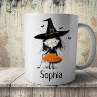 Taza De Café Cute Halloween Witch Illustration