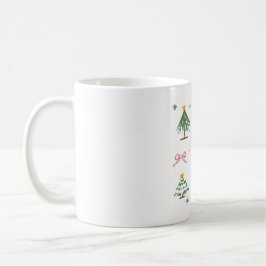 Taza De Café Cute Hand Drawn Christmas Trees and Bows Pattern