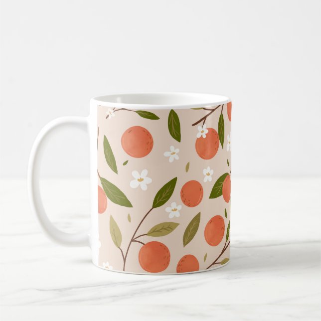Taza De Café Cute Hand-drawn Orange Blossom Seamless Pattern (Izquierda)