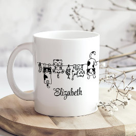 Taza De Café Cute Hanging Kittens Custom Name
