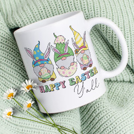 Taza De Café Cute Happy Easter Y'all Gnomes Nombre Personalizad