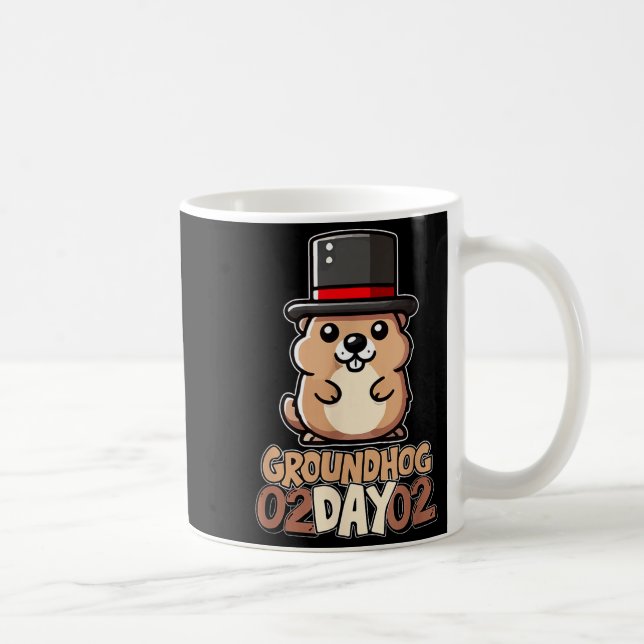 Taza De Café Cute Happy Groundhog Day February 2nd Phils Holida (Derecha)