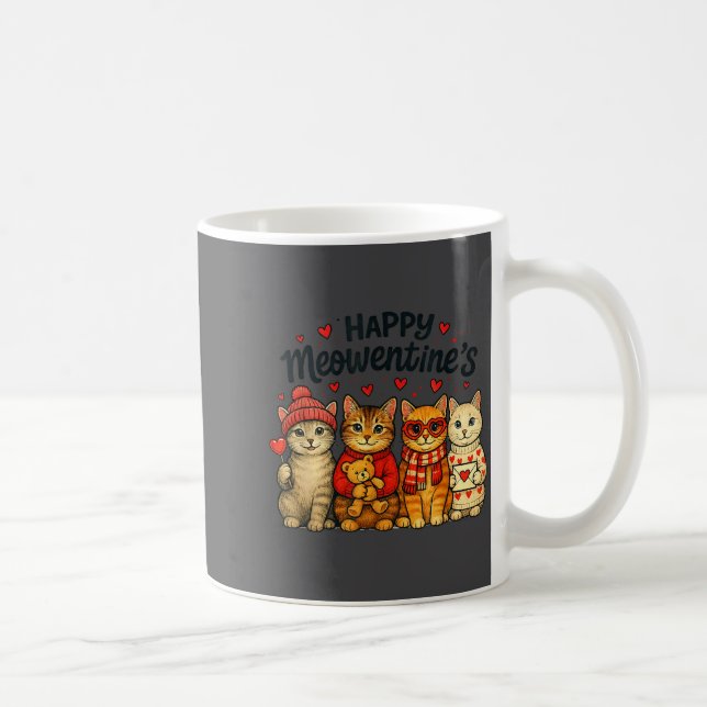 Taza De Café Cute Happy Meowentines Valentine Cats Love Men Wom (Derecha)