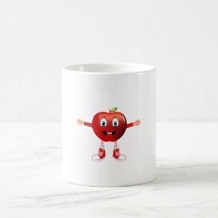 Taza De Café Cute Happy Red Apple Cartoon Mug for Kids