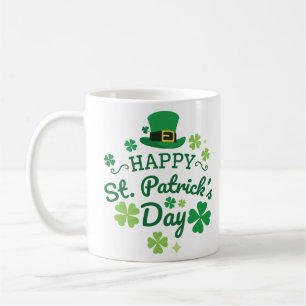 Taza De Café Cute Happy St. Patrick's Day Lucky Celebrar la imp