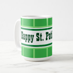 Taza De Café Cute Happy St. Patrick's Day Striped Green