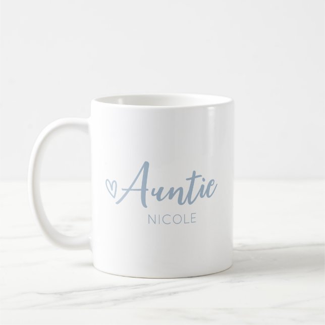 Taza De Café Cute Heart Auntie Dusty Blue personalizado (Izquierda)