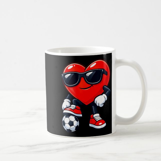 Taza De Café Cute Heart Playing Soccer Valentines Day Soccer Bo (Derecha)