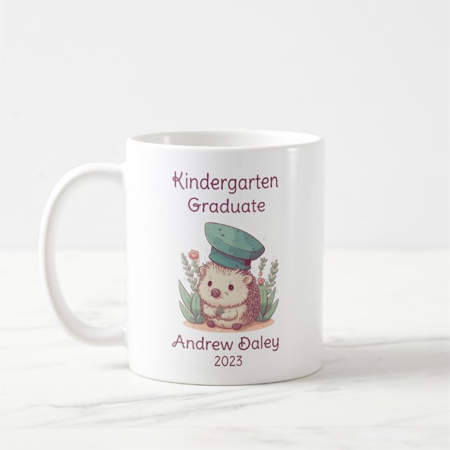 Taza De Café Cute Hedgehog Kindergarten Graduado (Izquierda)