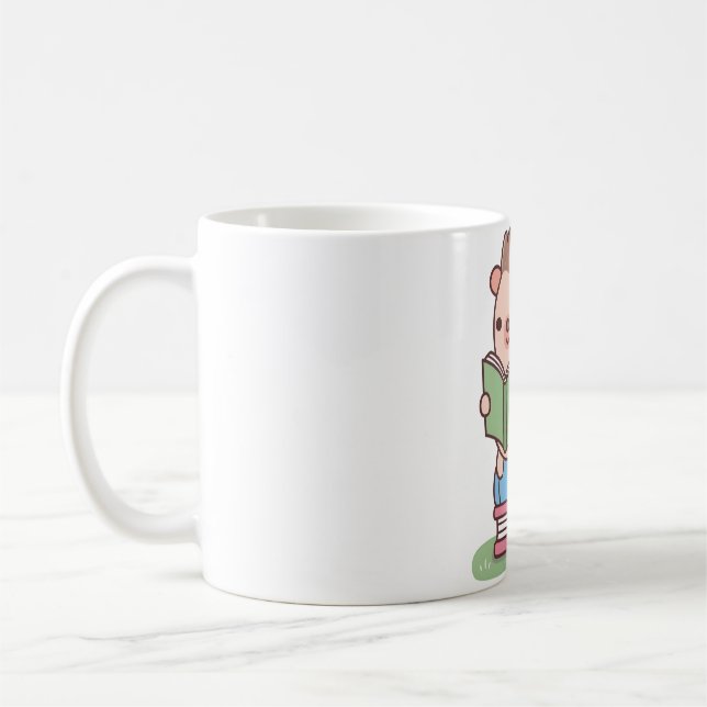 Taza De Café Cute Hedgehog Leyendo Un Libro (Izquierda)