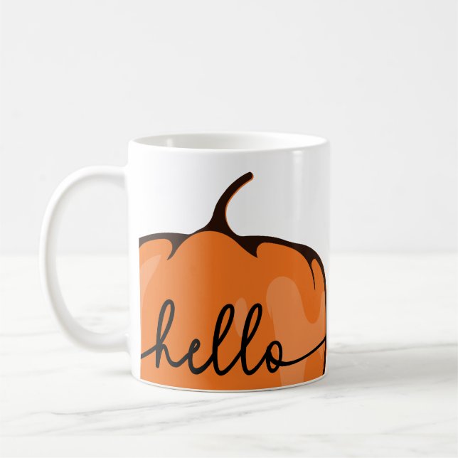 Taza De Café Cute Hello Guión de calabaza Caída Otoño Grande (Izquierda)