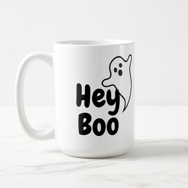 Taza De Café Cute Hey Boo Gracioso Fantasma Halloween Café Mug (Izquierda)