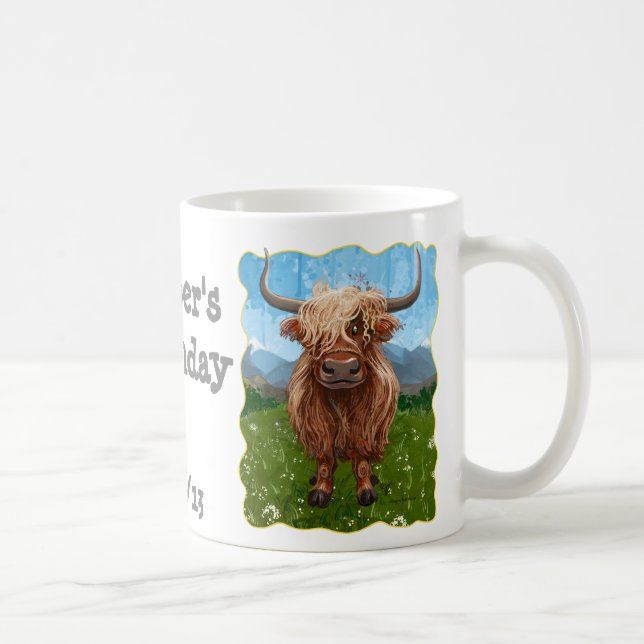 Taza De Café Cute Highland Cow (Derecha)