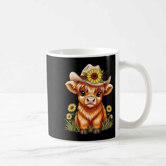 Taza De Café Cute Highland Cow Sunflower Farm Scottish Highland (Derecha)