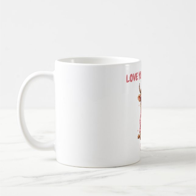 Taza De Café Cute Highland Cow Valentine Heart Glasses Coffee m (Izquierda)
