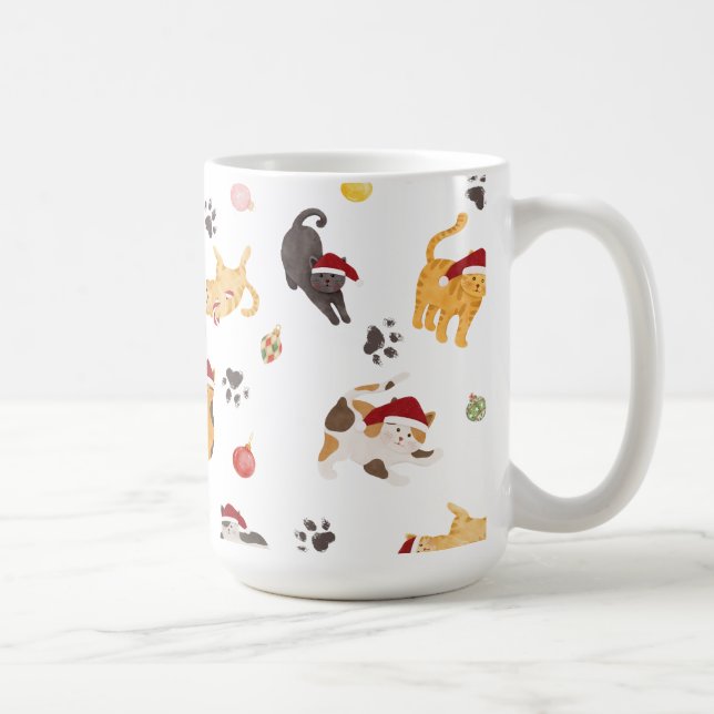 Taza De Café Cute Holiday Cat Pattern (Derecha)