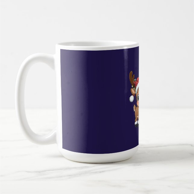 Taza De Café Cute Holiday Reindeer & Snowman (Izquierda)
