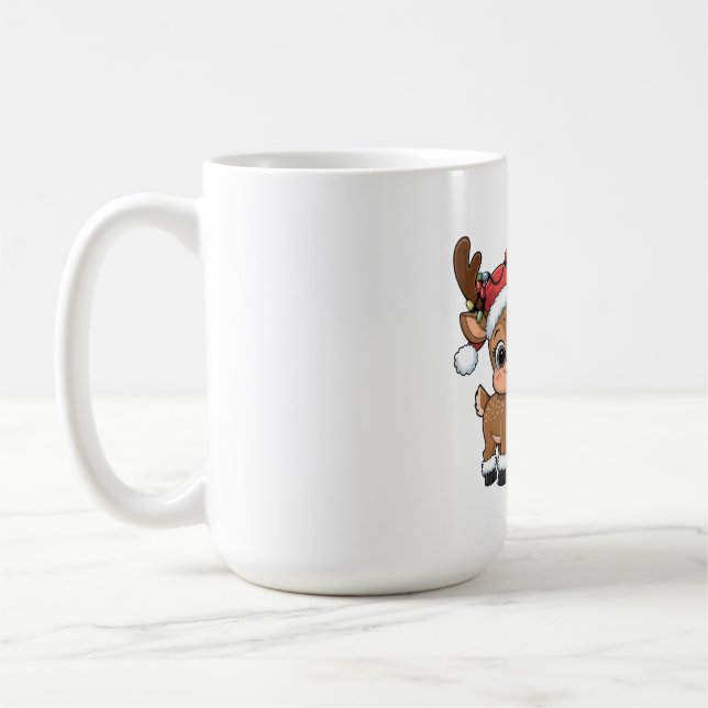 Taza De Café Cute Holiday Reindeer & Snowman (Izquierda)