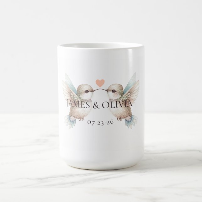 Taza De Café Cute Hummingbird Boda Couple (Centro)