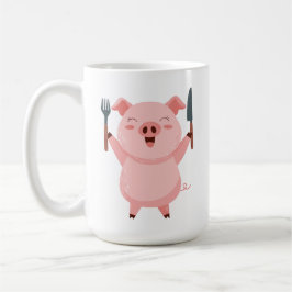 Taza De Café Cute Hungry Piggy Die Cut Sticker