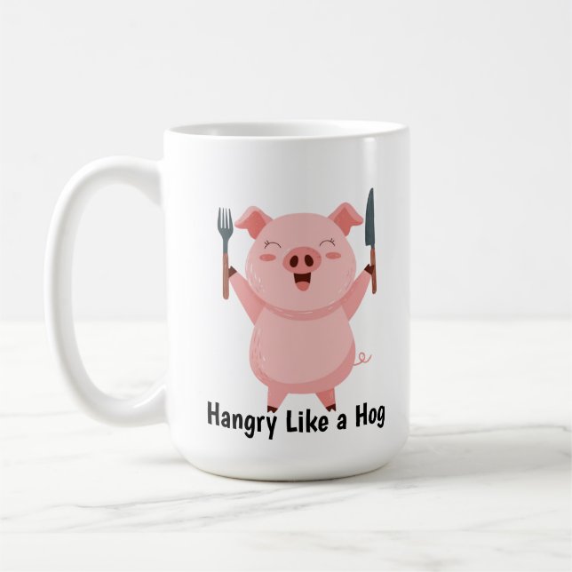 Taza De Café Cute Hungry Piggy Die Cut Sticker (Izquierda)