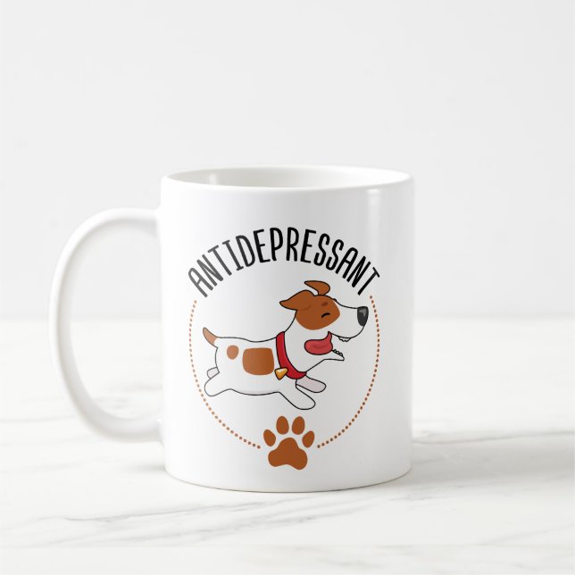 Taza De Café Cute Jack Russell Dog Antidepresivo (Izquierda)