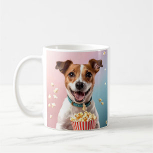 Taza De Café Cute Jack Russell Terrier Con Popcorn