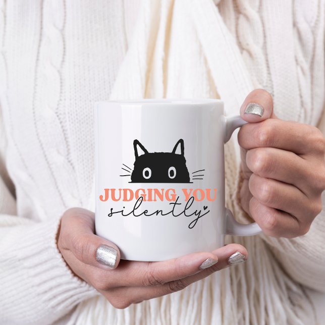 Taza De Café Cute juzgarte a ti gato silencioso (Subido por el creador)