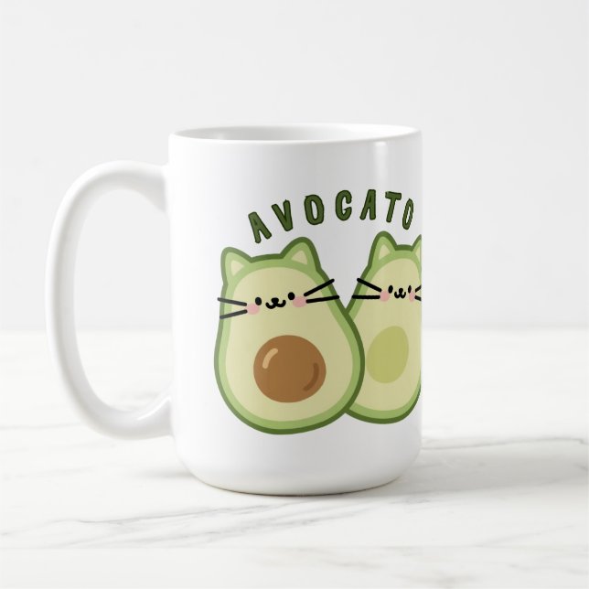 Taza De Café Cute Kawaii Aguacate Cat Mashup (Izquierda)