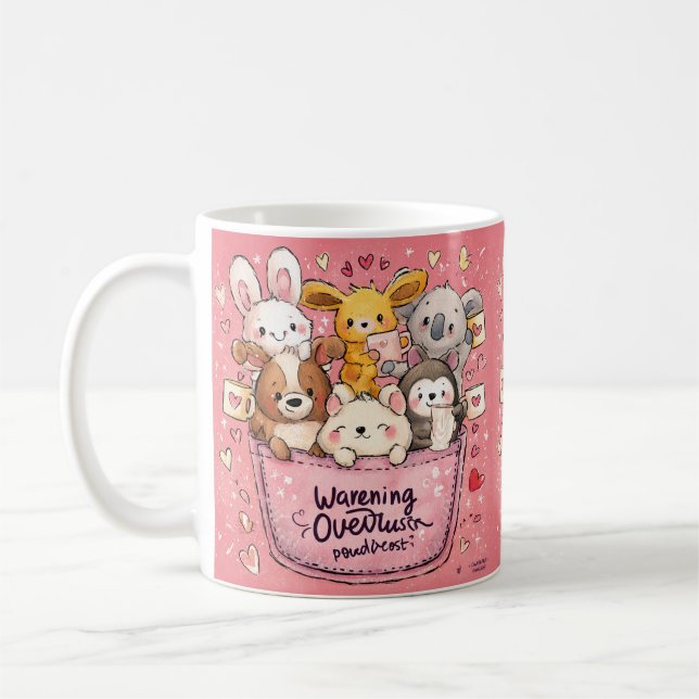 Taza De Café Cute Kawaii Animal Watercolor Illustration (Izquierda)