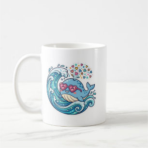Taza De Café Cute Kawaii Ballena Azul De Verano Gafas De Sol Co