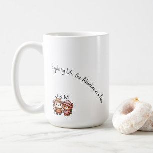 Taza De Café Cute Kawaii Bear Couple Adventure Senderismo
