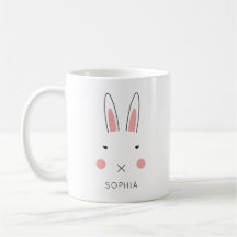 Cute Kawaii Bunny Face Nombre Personalizado Pascua