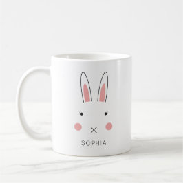Taza De Café Cute Kawaii Bunny Face Nombre Personalizado Pascua