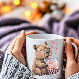 Taza De Café Cute Kawaii Capybara Drink Boba Bubble Tea